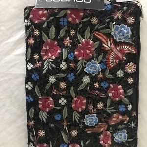 Boohoo embroidered clutch